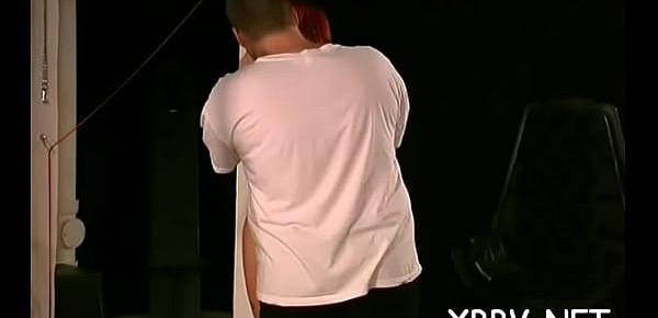 Mesmerizing gal is doing a strip -tease